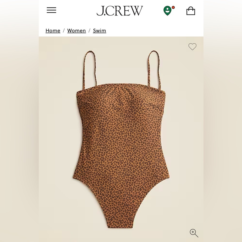 NWT— J. Crew Squareneck one-piece swim suit in leopard print, size 20
